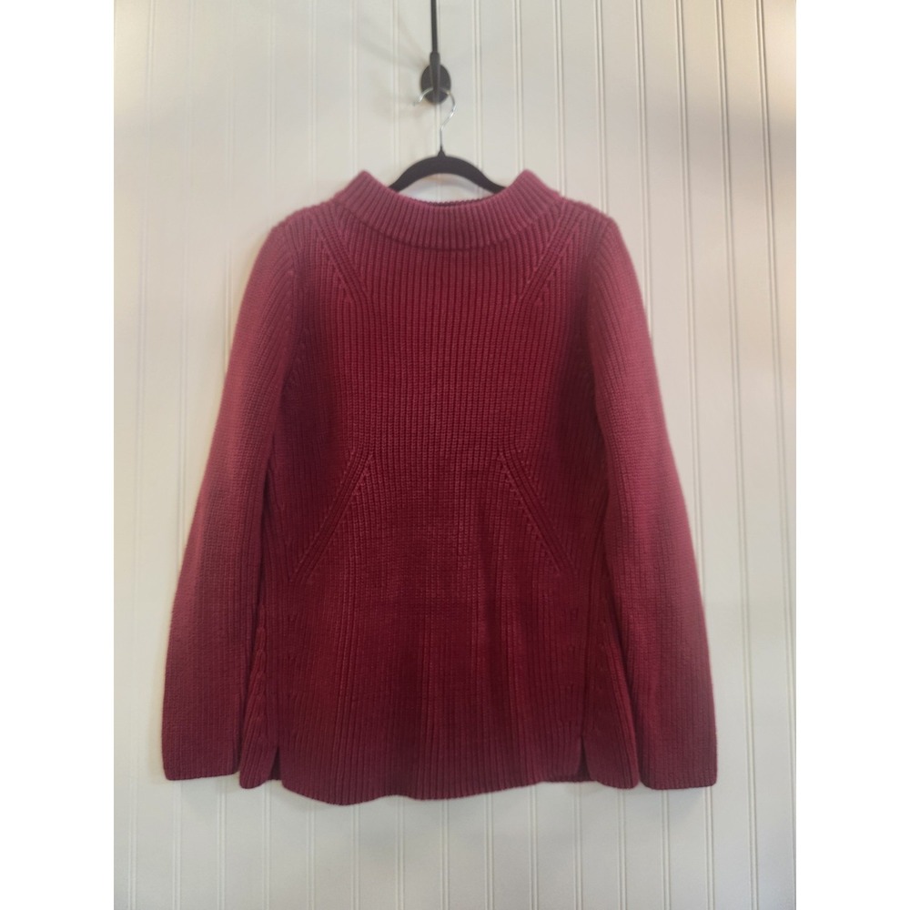 Talbots Women's Hot Pink Chunky Knit Mock Neck Pullover Sweater Size L Classic